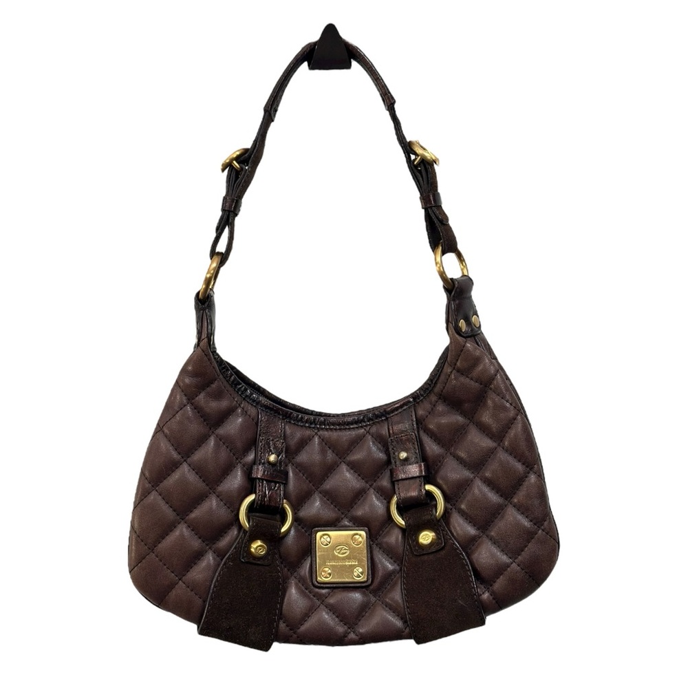 Francesco Biasia Brown Quilted Shoulder Bag Purse